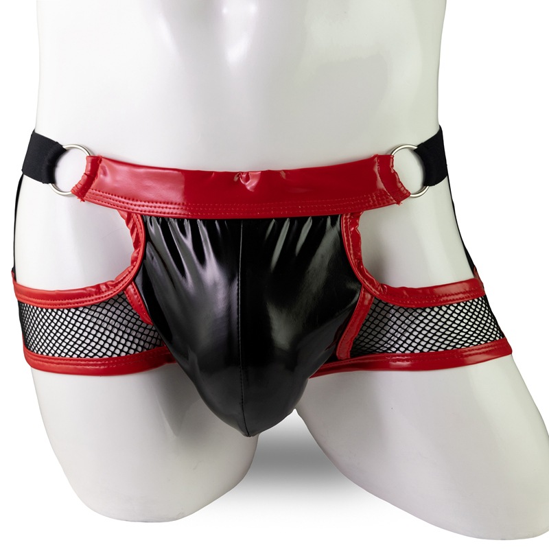 (image for) Men's Patent Leather Hollowed-out Assless Boxers