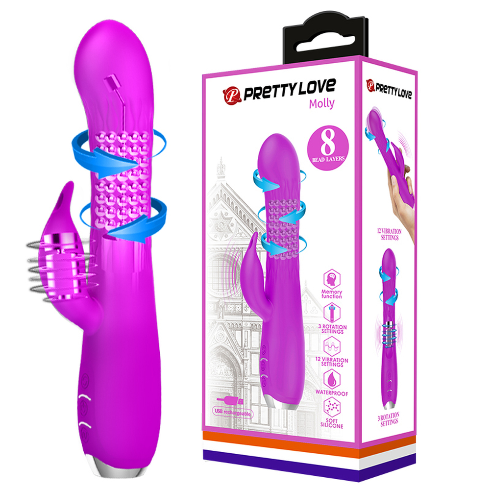 Prettylove 8 Layer Beads Rotation Rabbit Vibrator