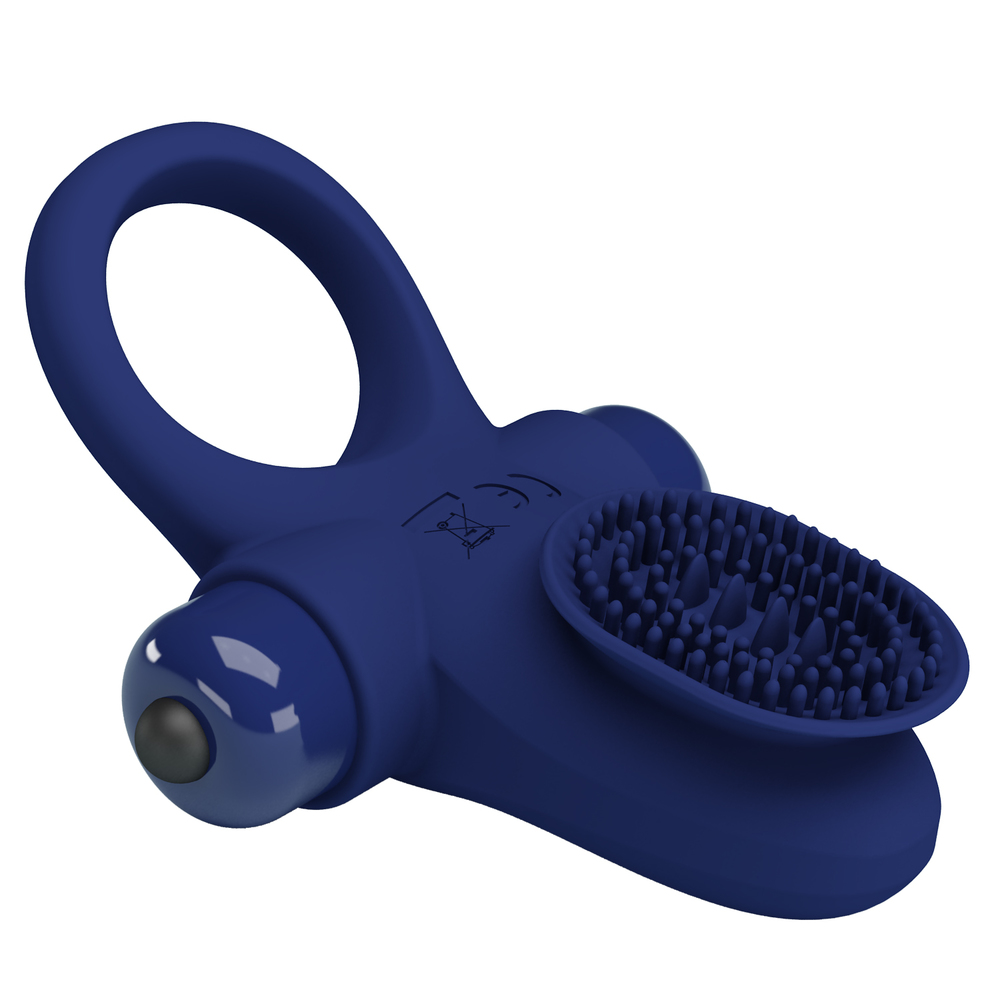 (image for) Prettylove Dark Blue Brush Vibrating Cock Ring