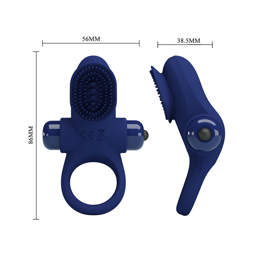 (image for) Prettylove Dark Blue Brush Vibrating Cock Ring