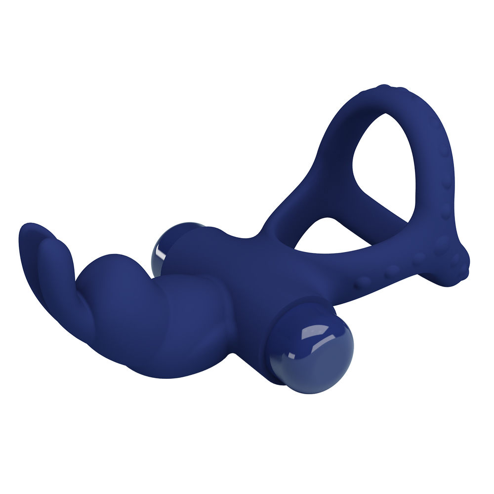 (image for) Prettylove Dark Blue 2in1 Vibrating Rabbit Cock Ring