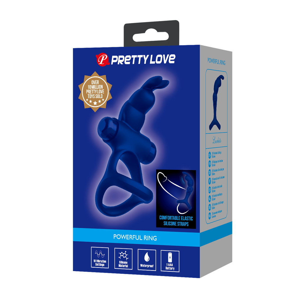 (image for) Prettylove Dark Blue 2in1 Vibrating Rabbit Cock Ring