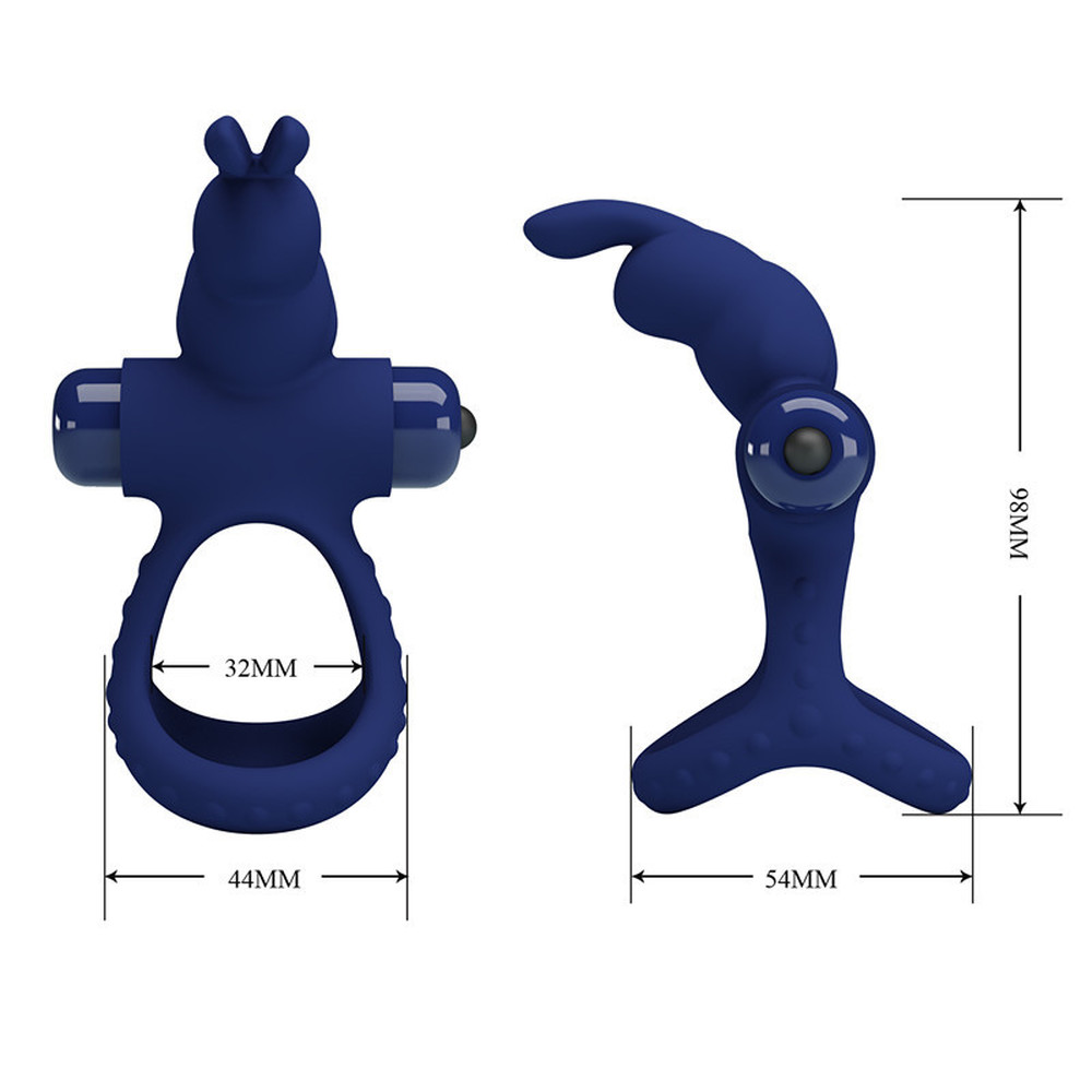 (image for) Prettylove Dark Blue 2in1 Vibrating Rabbit Cock Ring