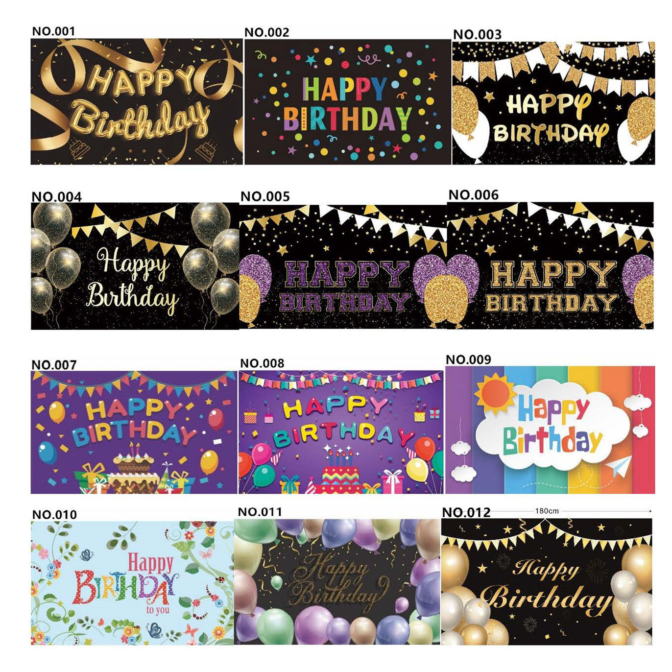 D801 Black&Golden Birthday Banner