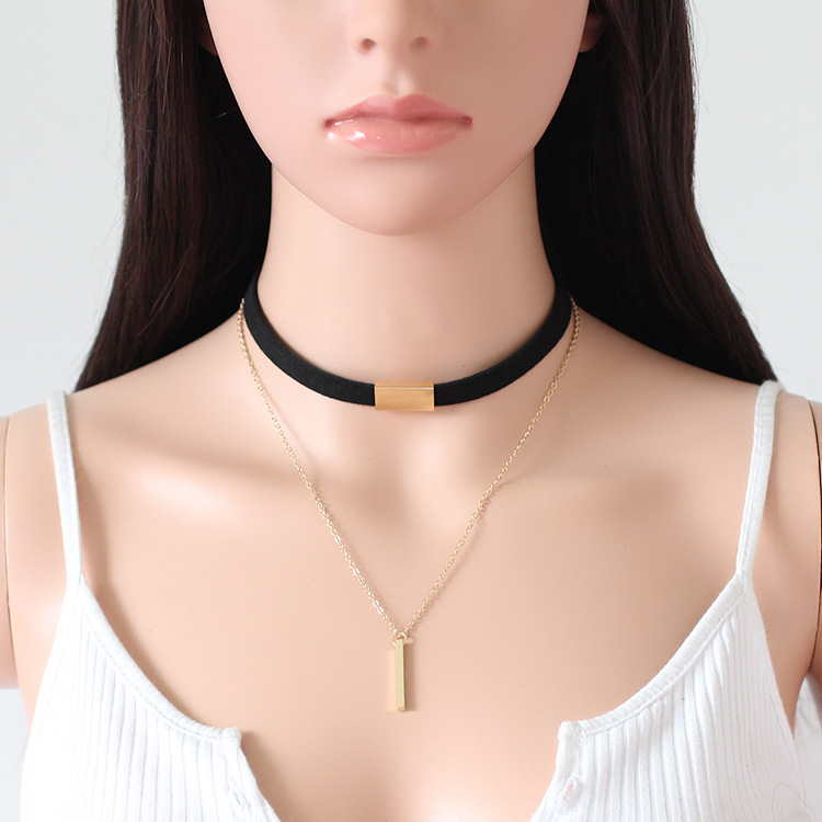 (image for) Golden Chain Tassel Suede Choker