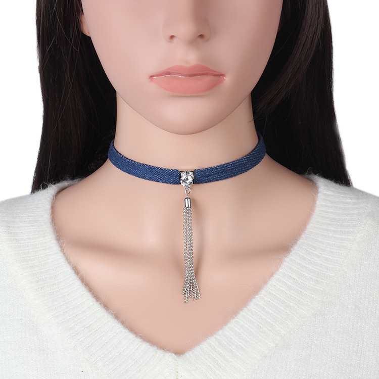 (image for) Metal Tassel Denim Collar
