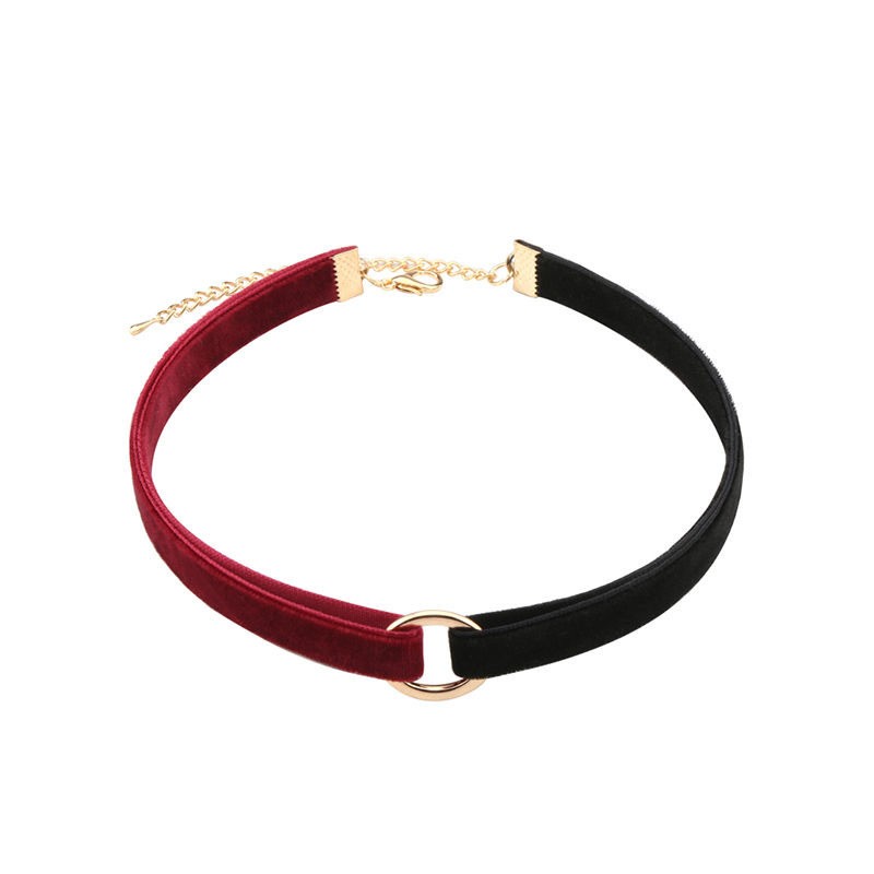 N323 Black&Red O Ring Velvet Collar