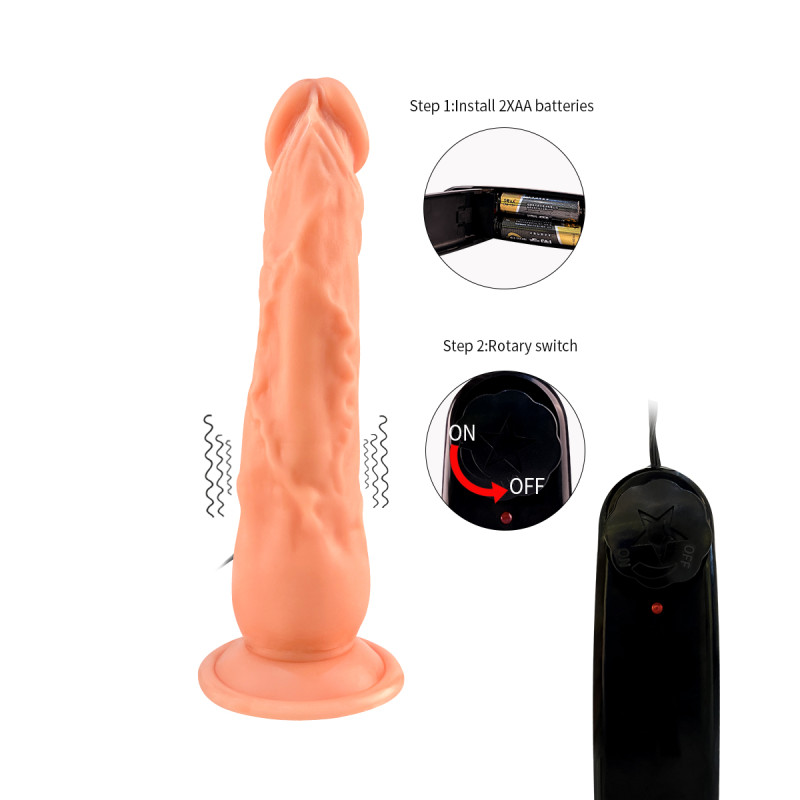 (image for) 9" Vibrating Realistic Dildo