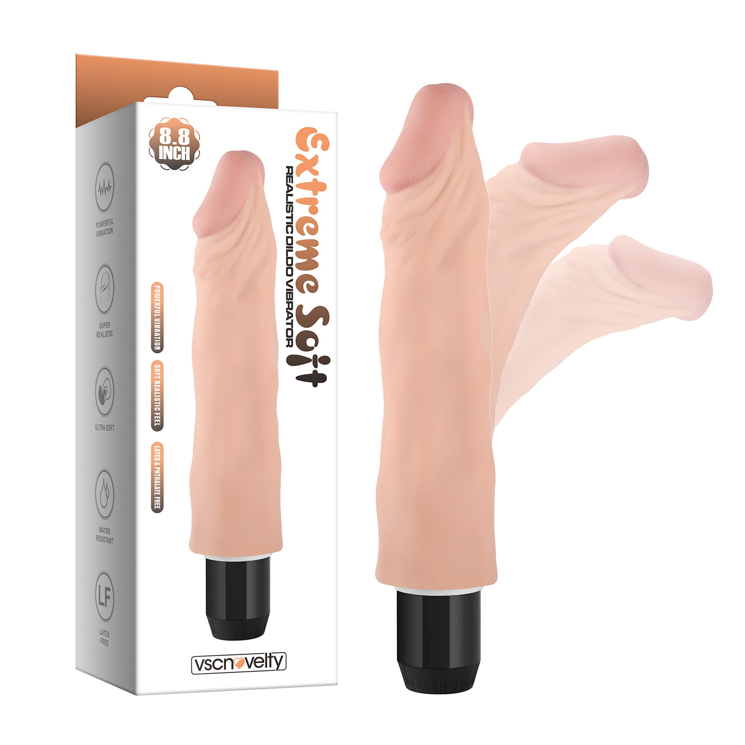 (image for) 8.8” Extreme Soft Realistic Dildo Vibrator-Bendable&Posable