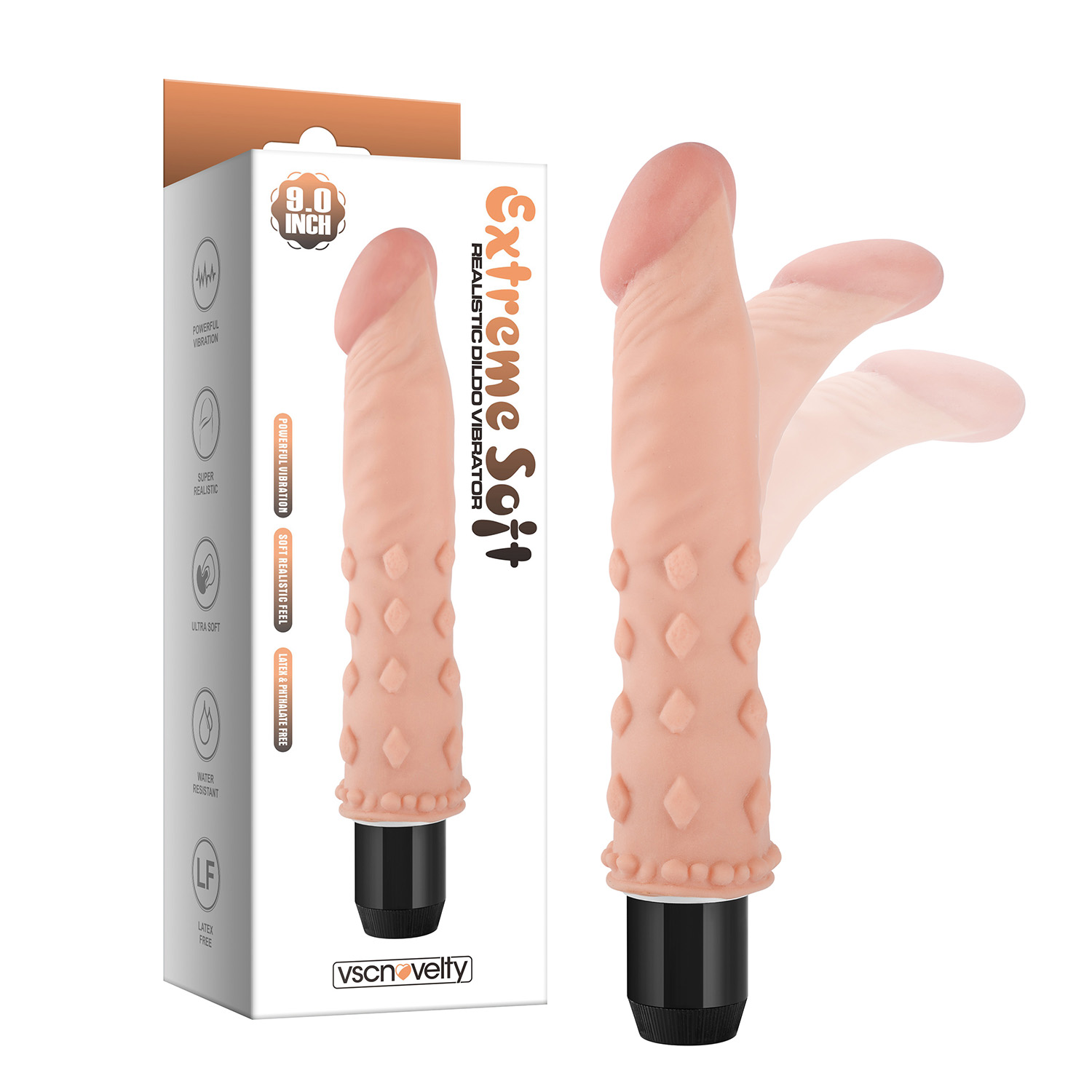 (image for) 9.0” Extreme Soft Realistic Dildo Vibrator-Bendable&Posable