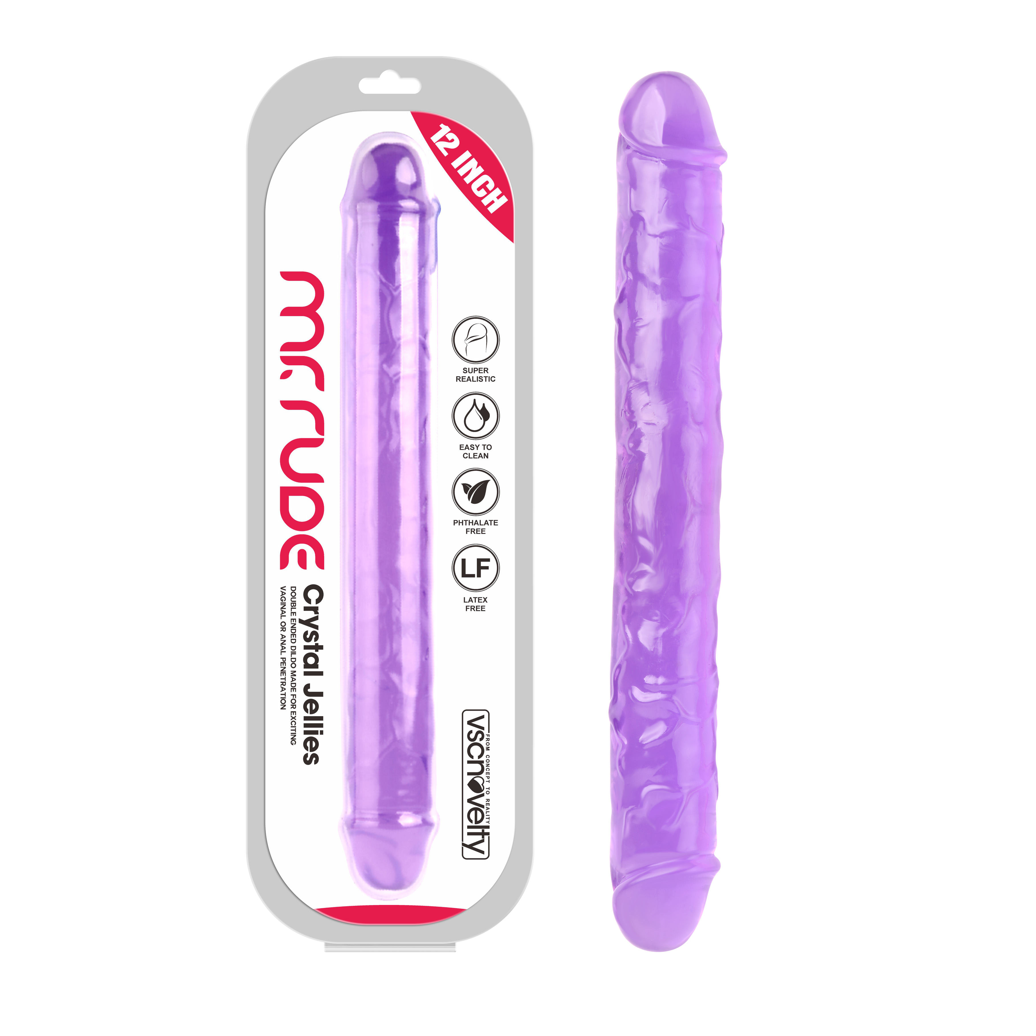 12" Mr. Rude -Crystal Jellies Realistic Double-ended Dildo