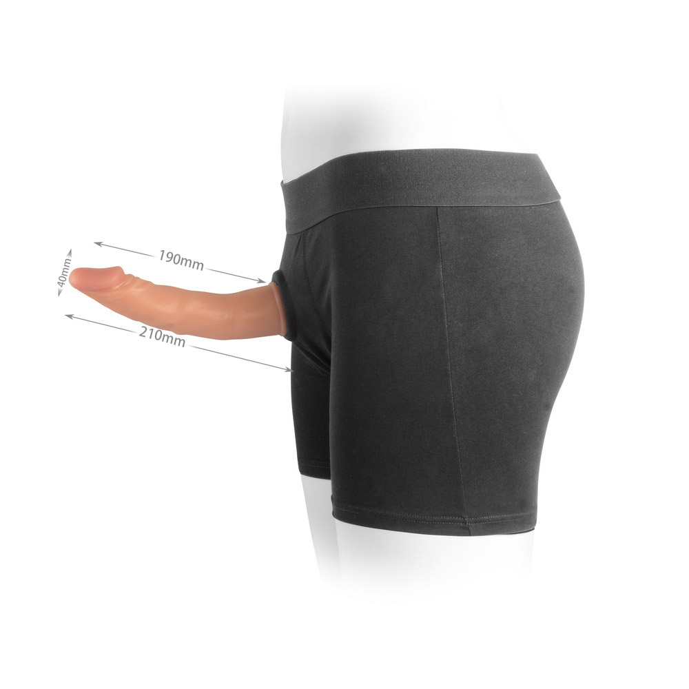 Packer-Wear Unisex Strap-On Harness Boxer Shorts Kit with Dual Layer Bendable Dildo 7.5”