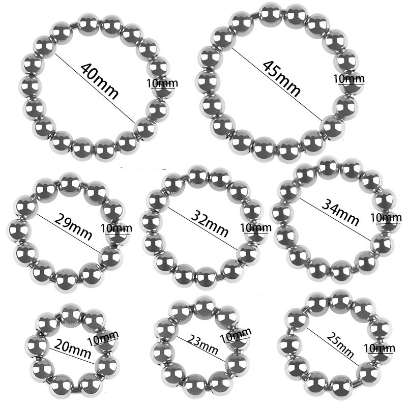 (image for) Meridian Stainless Steel Beaded Cock Rings