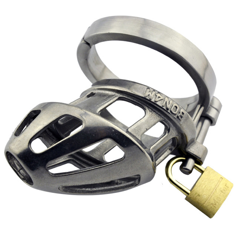 (image for) BON4M Stainless Steel Locking Cock Cage Chastity