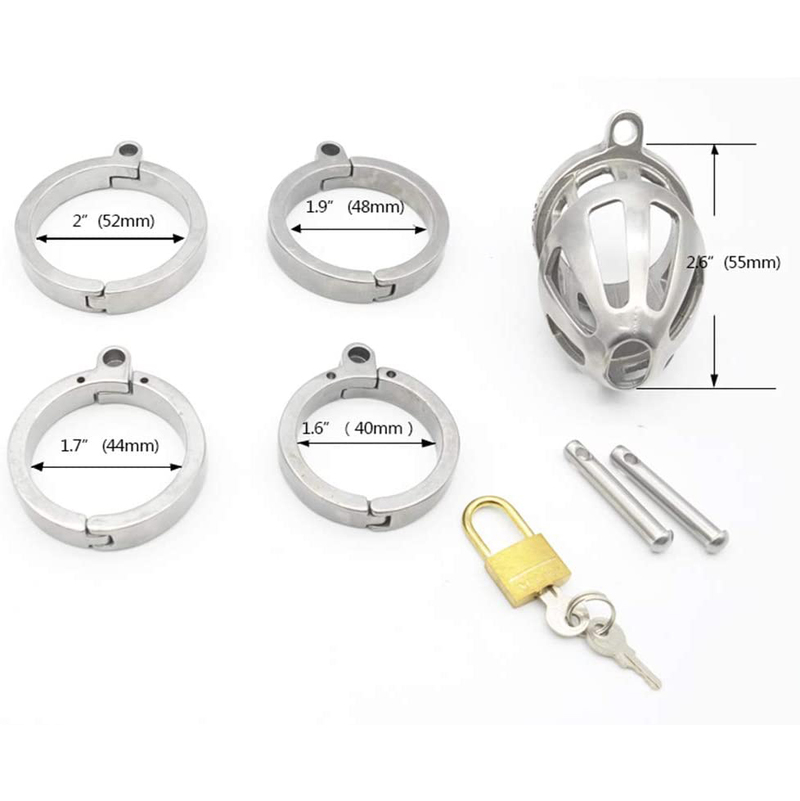 (image for) BON4M Stainless Steel Locking Cock Cage Chastity