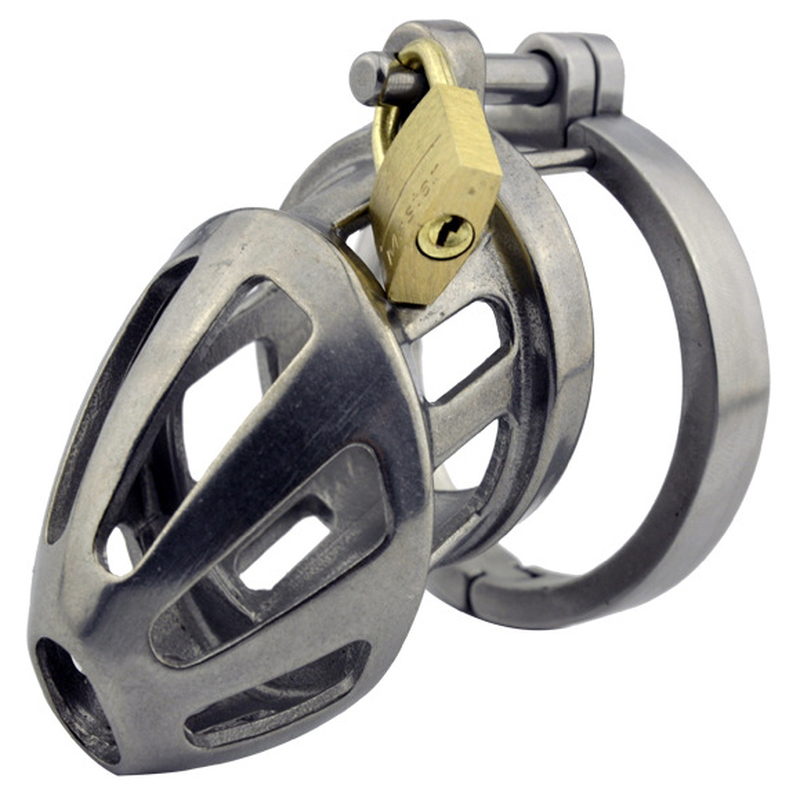 (image for) BON4M Stainless Steel Locking Cock Cage Chastity