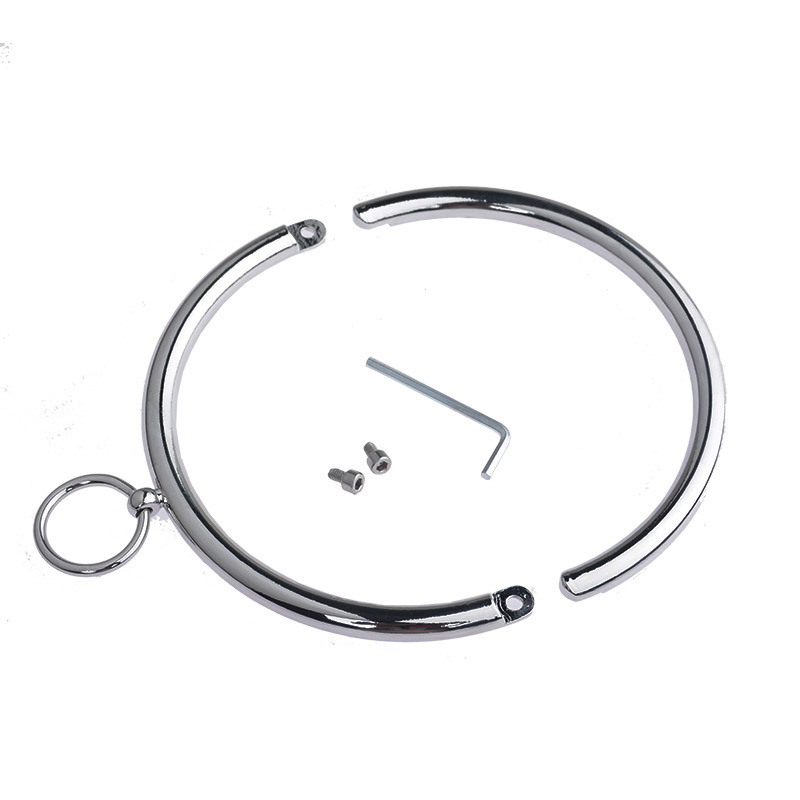 (image for) Stainless Steel Chrome Slave Collar with Nipple Clamps