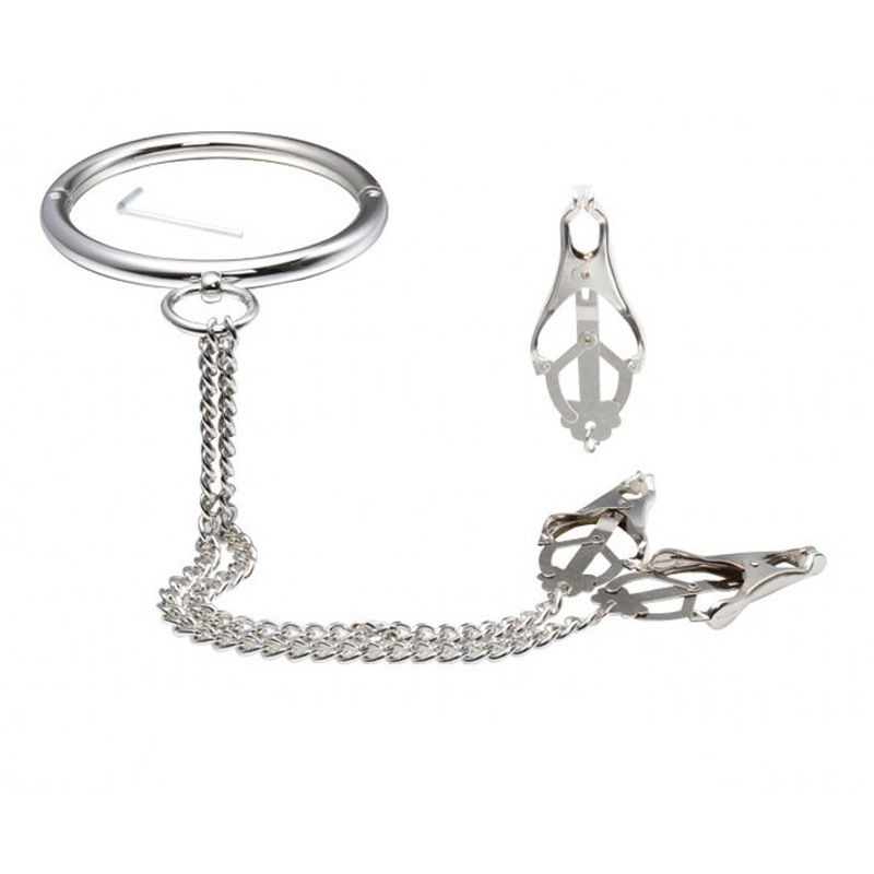 (image for) Neck Slave Collar Restraint With Japanese Clover Clamps