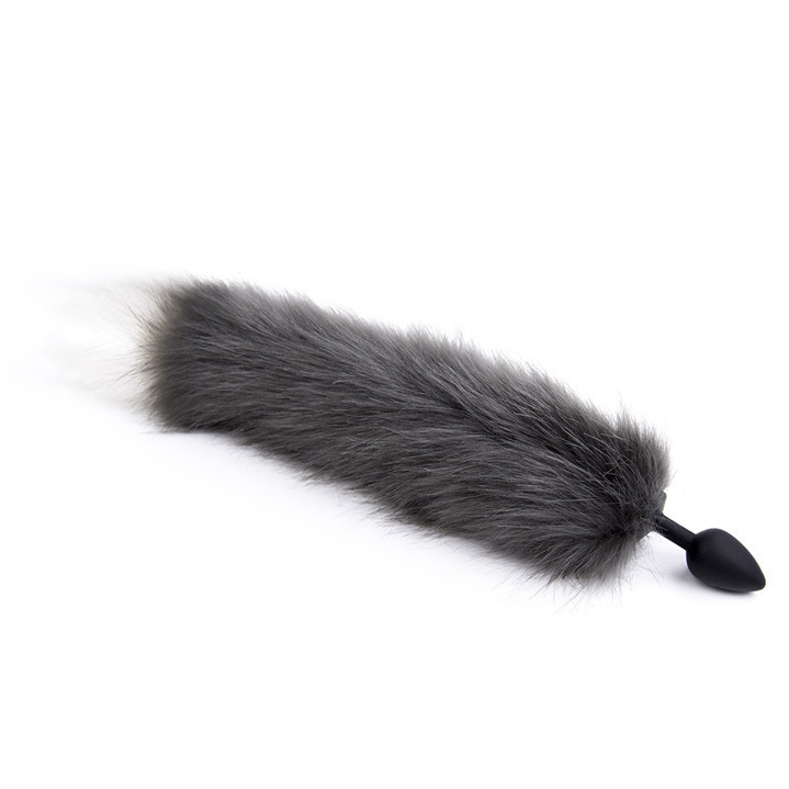 (image for) Fox Tail Metal Anal Plug - Gray & White Tail