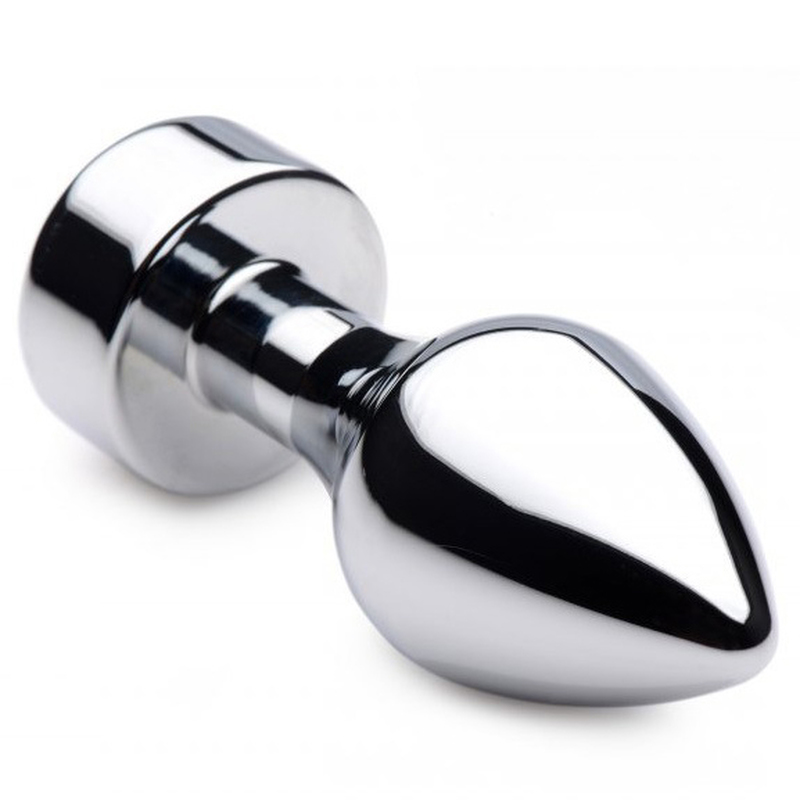 (image for) Aluminium Butt Plug With Diamond - Bright Silver