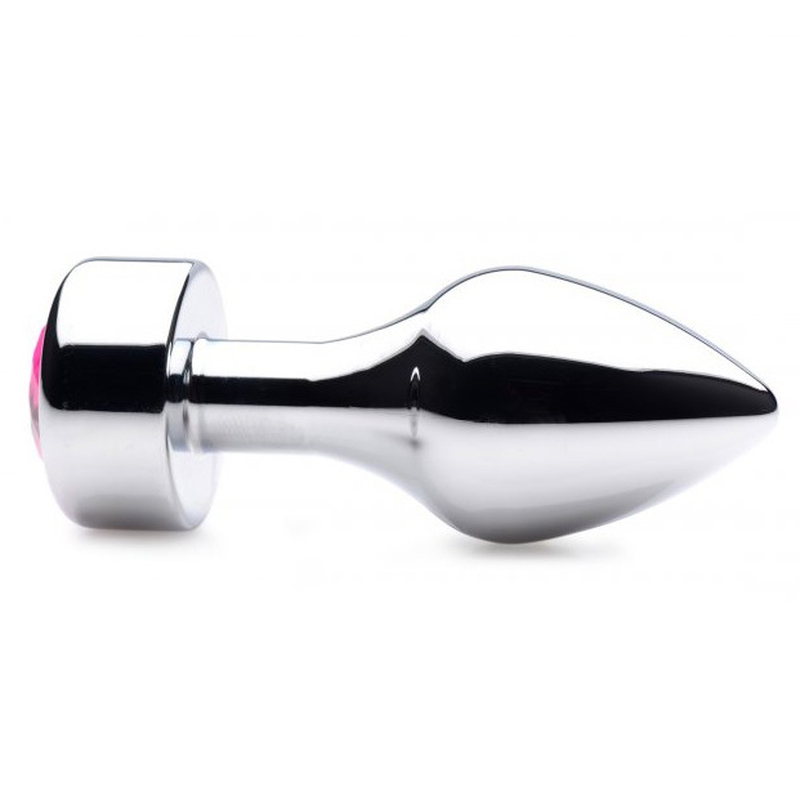 (image for) Aluminium Butt Plug With Diamond - Bright Silver