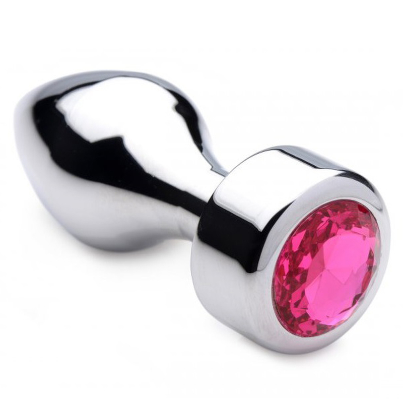 (image for) Aluminium Butt Plug With Diamond - Bright Silver