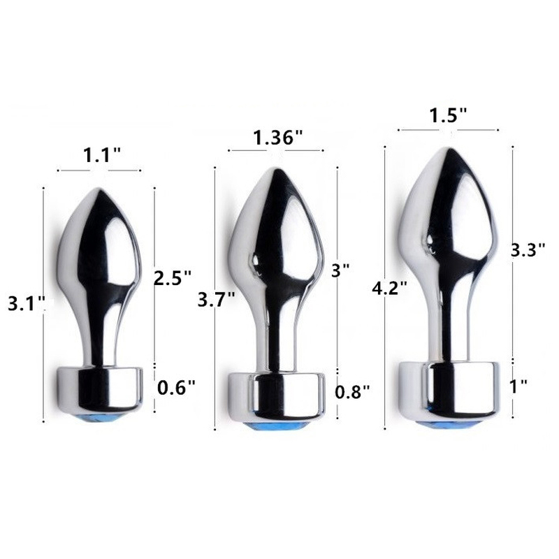 (image for) Aluminium Butt Plug With Diamond - Bright Silver