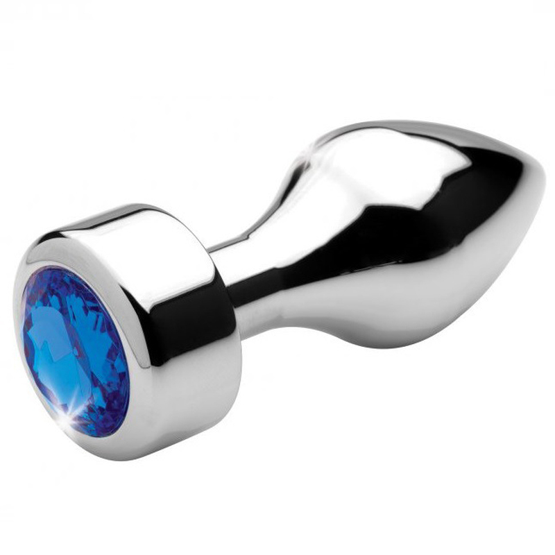 (image for) Aluminium Butt Plug With Diamond - Bright Silver