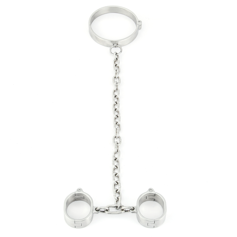 (image for) Unisex Heavy Duty Stainless Steel Neck-Wrist Restraints