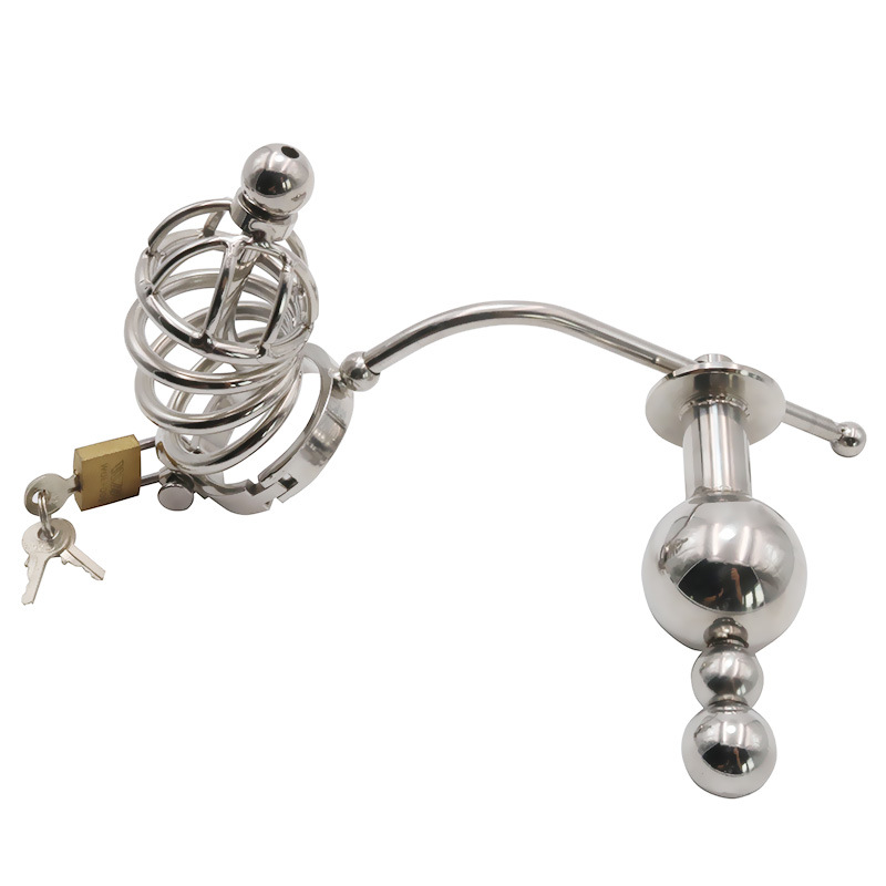 (image for) Chastity Cage Urethral Tube With Anal Plug