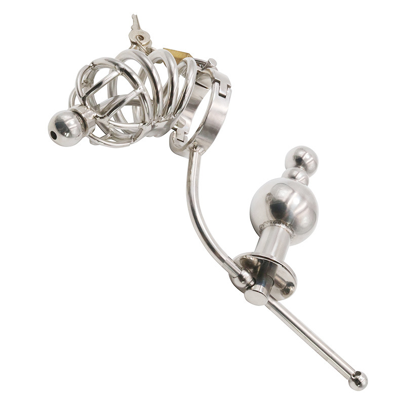 (image for) Chastity Cage Urethral Tube With Anal Plug