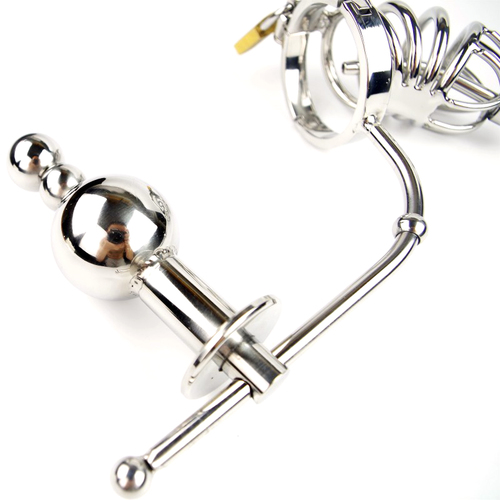 (image for) Chastity Cage Urethral Tube With Anal Plug