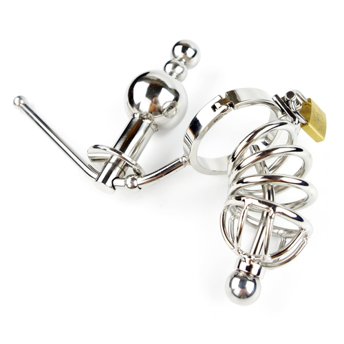 (image for) Chastity Cage Urethral Tube With Anal Plug