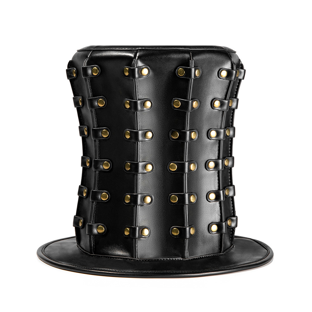 (image for) Punk Unisex Rivet High Top Party PU Top Hat