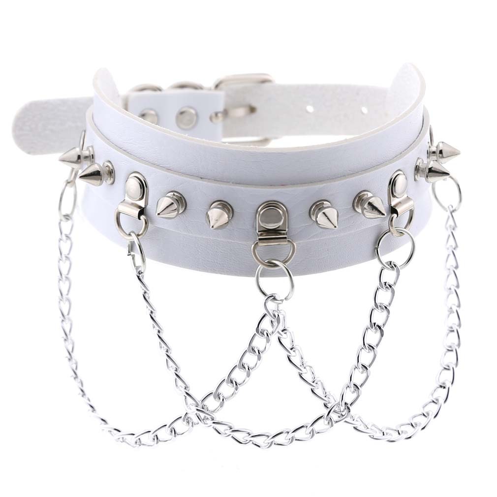 (image for) Spikes Collar With Silver Chain
