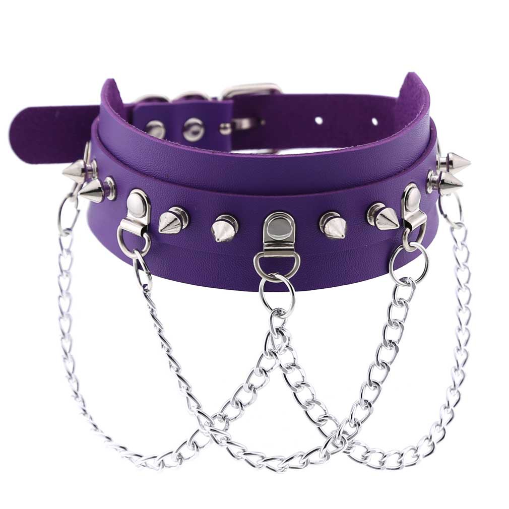 (image for) Spikes Collar With Silver Chain