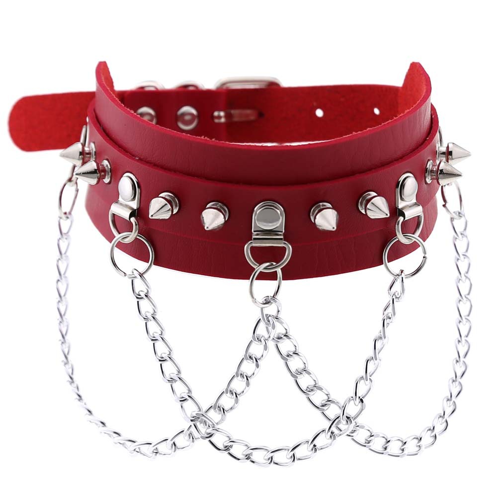 (image for) Spikes Collar With Silver Chain