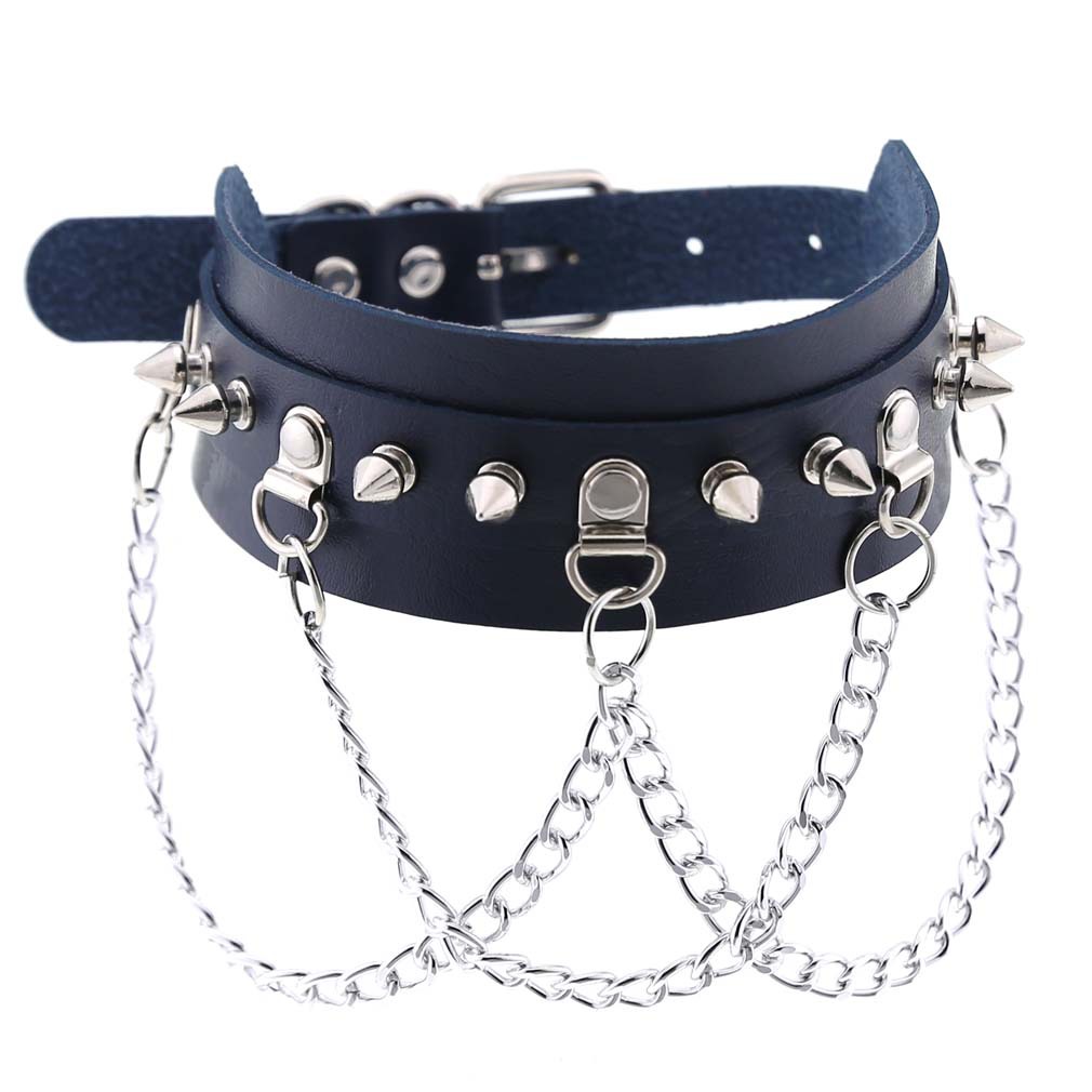 (image for) Spikes Collar With Silver Chain