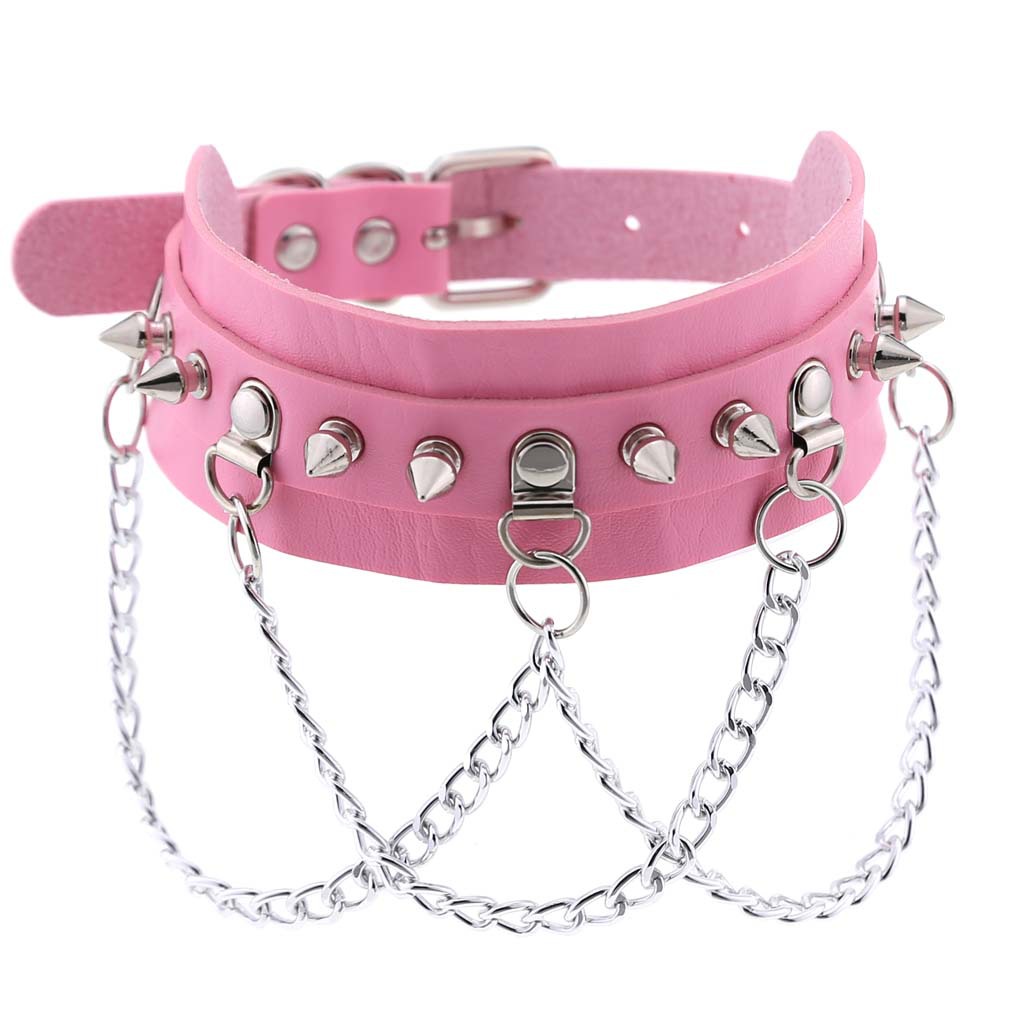 (image for) Spikes Collar With Silver Chain