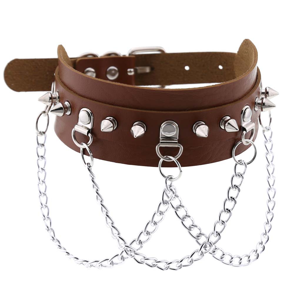 (image for) Spikes Collar With Silver Chain