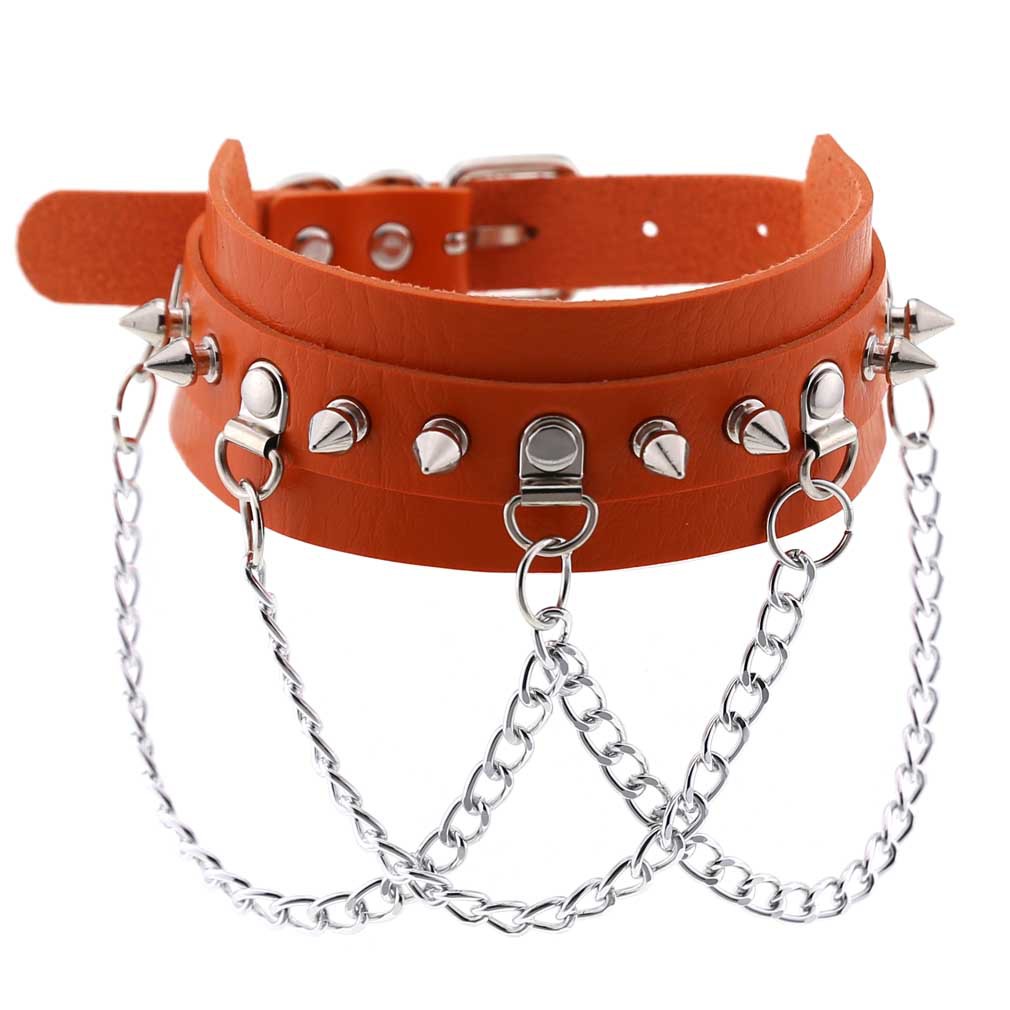 (image for) Spikes Collar With Silver Chain