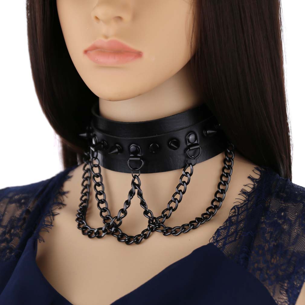 (image for) Spikes Collar With Black Chain