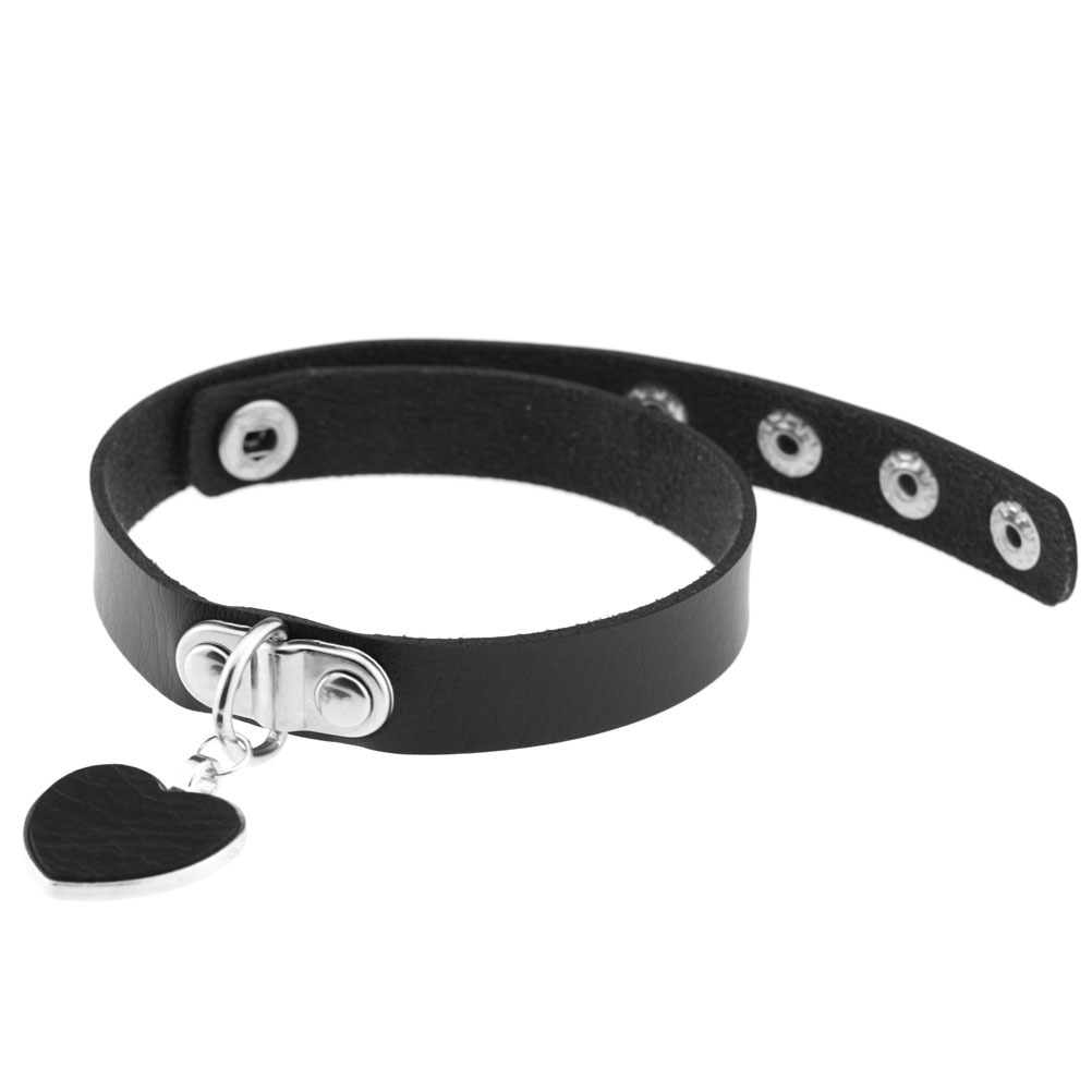 (image for) Punk Goth Heart Pendant Necklace Leather Collar