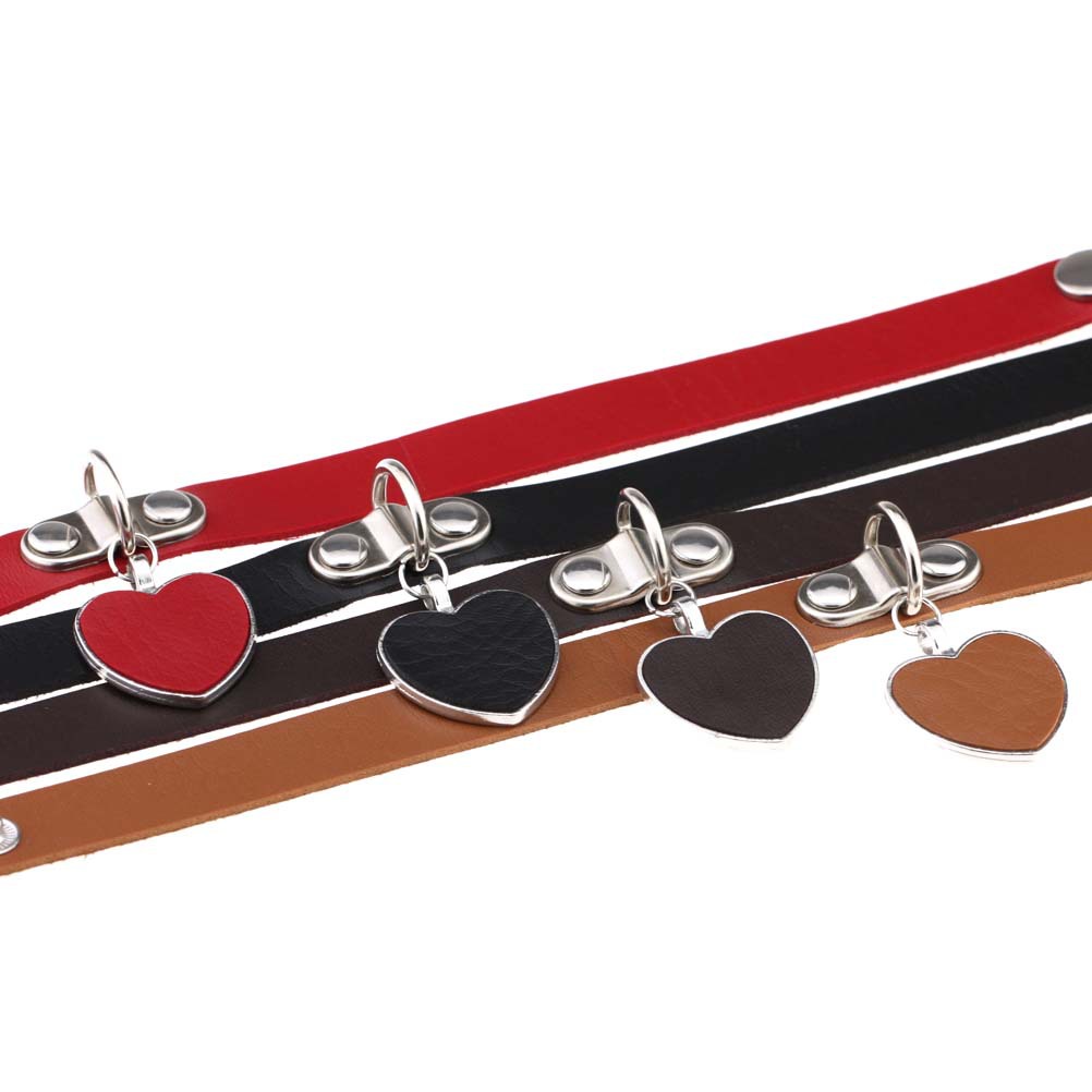 (image for) Punk Goth Heart Pendant Necklace Leather Collar