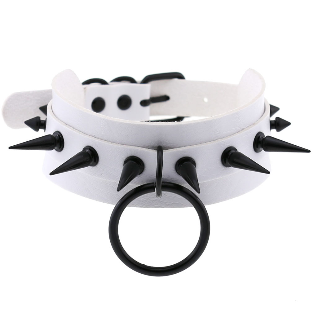 (image for) Double Layer PU Leather Black Nail Collar