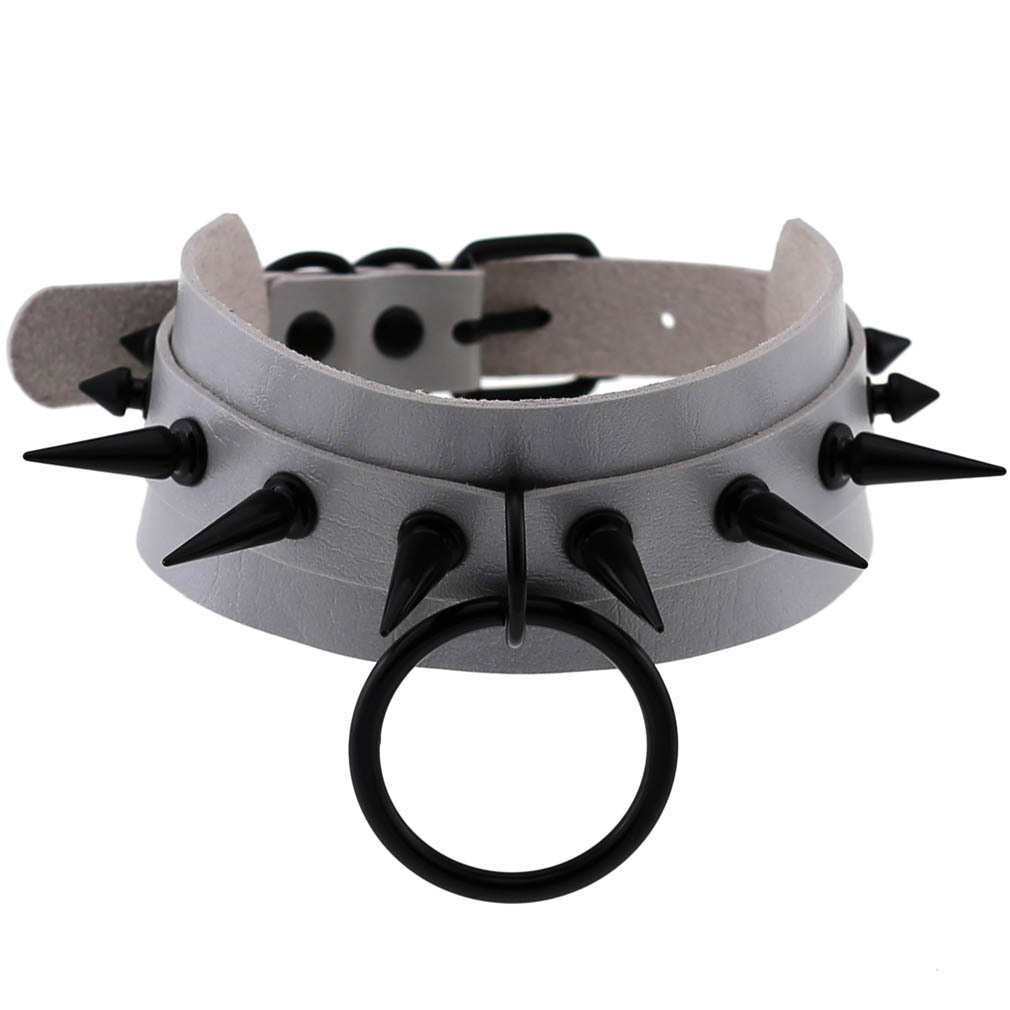 (image for) Double Layer PU Leather Black Nail Collar