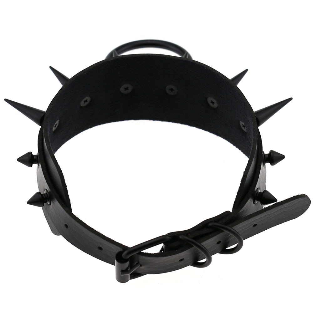 (image for) Double Layer PU Leather Black Nail Collar