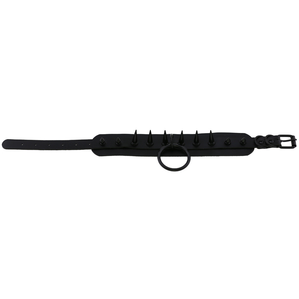(image for) Double Layer PU Leather Black Nail Collar