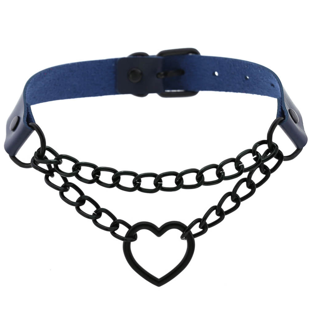 (image for) Black Heart Ring Chain Neck Necklace