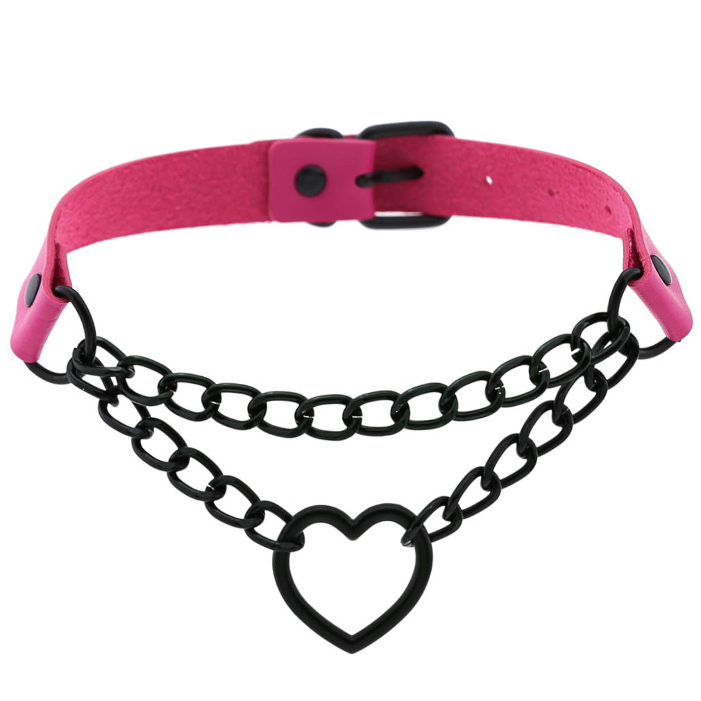 (image for) Black Heart Ring Chain Neck Necklace